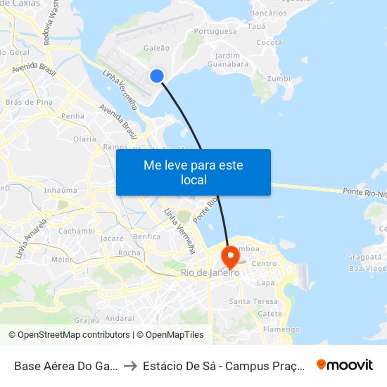 Base Aérea Do Galeão to Estácio De Sá - Campus Praça Onze map