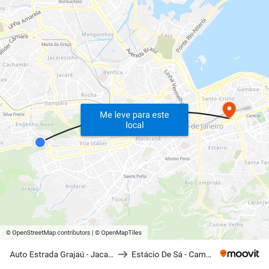Auto Estrada Grajaú - Jacarepaguá, 452-522 to Estácio De Sá - Campus Praça Onze map