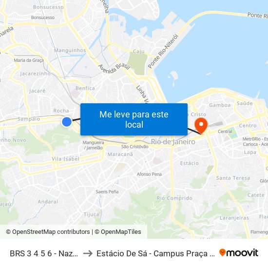 BRS 3 4 5 6 - Nazário to Estácio De Sá - Campus Praça Onze map