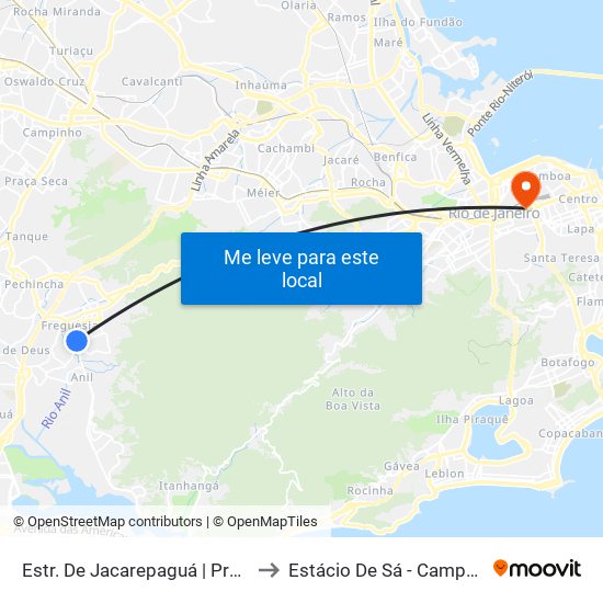 Estr. De Jacarepaguá | Prezunic Freguesia to Estácio De Sá - Campus Praça Onze map