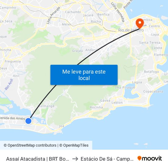 Assaí Atacadista | BRT Bosque Marapendi to Estácio De Sá - Campus Praça Onze map
