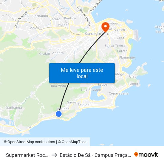 Supermarket Rocinha to Estácio De Sá - Campus Praça Onze map
