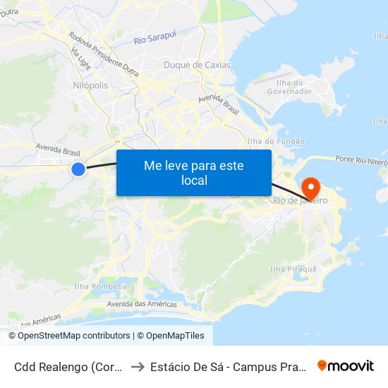 Cdd Realengo (Correios) to Estácio De Sá - Campus Praça Onze map