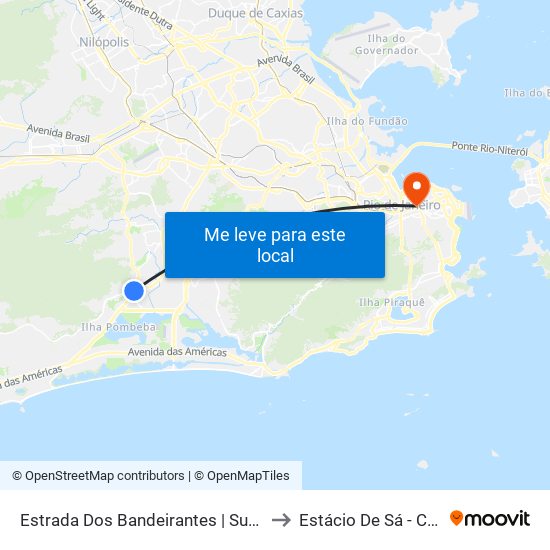 Estrada Dos Bandeirantes | Supermercado Mundial - Curicica to Estácio De Sá - Campus Praça Onze map