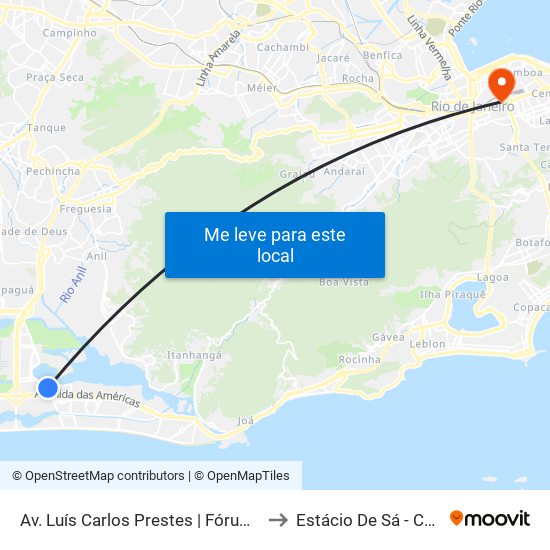 Av. Luís Carlos Prestes | Fórum Regional Da Barra Da Tijuca to Estácio De Sá - Campus Praça Onze map
