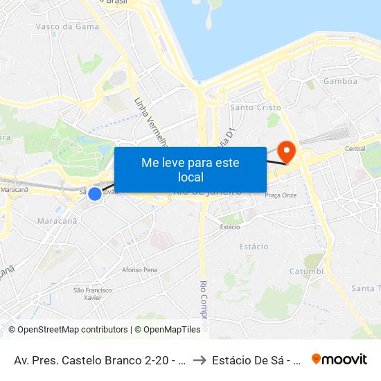 Av. Pres. Castelo Branco 2-20 - Maracanã Rio De Janeiro - Rj Brasil to Estácio De Sá - Campus Praça Onze map