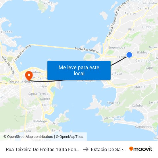 Rua Teixeira De Freitas 134a Fonseca Niterói - Rio De Janeiro 24130 Brasil to Estácio De Sá - Campus Praça Onze map
