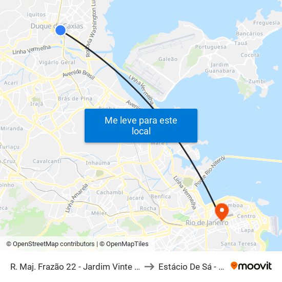 R. Maj. Frazão 22 - Jardim Vinte E Cinco De Agosto Duque De Caxias to Estácio De Sá - Campus Praça Onze map