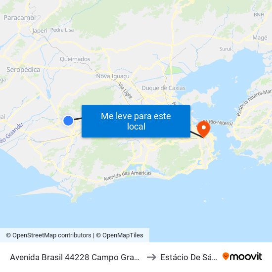 Avenida Brasil 44228 Campo Grande Rio De Janeiro - Rio De Janeiro 23078 Brasil to Estácio De Sá - Campus Praça Onze map