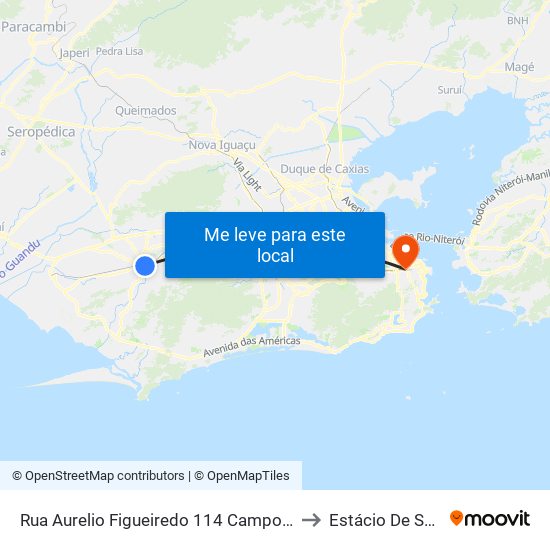 Rua Aurelio Figueiredo 114 Campo Grande Rio De Janeiro - Rio De Janeiro 23052 Brasil to Estácio De Sá - Campus Praça Onze map