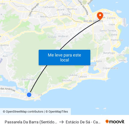 Passarela Da Barra (Sentido Itanhangá / Barrinha) to Estácio De Sá - Campus Praça Onze map