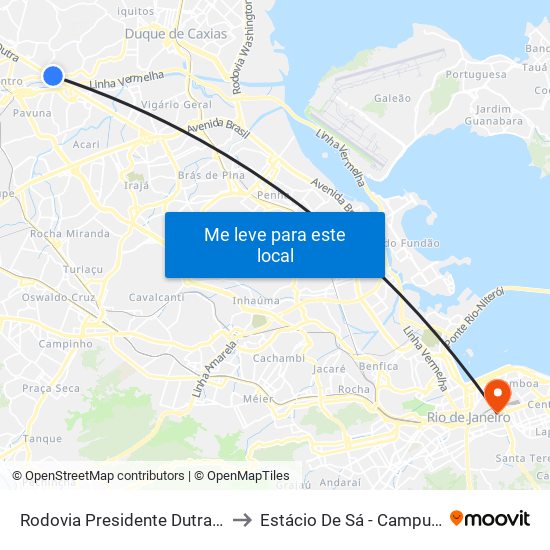 Rodovia Presidente Dutra (Posto Galop) to Estácio De Sá - Campus Praça Onze map