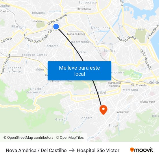 Nova América / Del Castilho to Hospital São Victor map