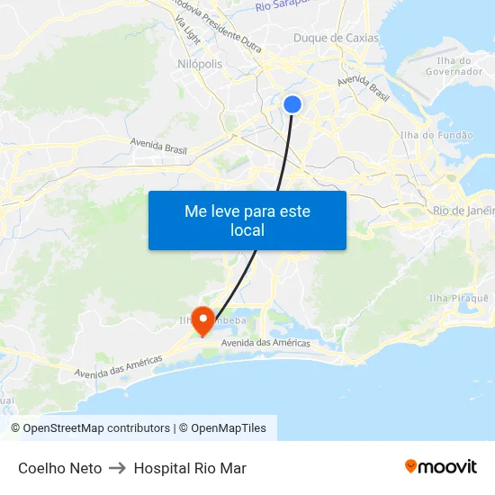 Coelho Neto to Hospital Rio Mar map