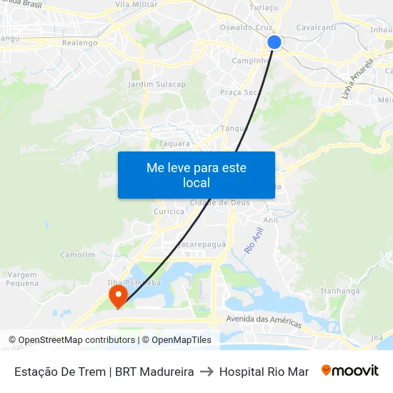 Estação De Trem | BRT Madureira to Hospital Rio Mar map