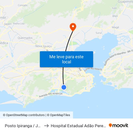 Posto Ipiranga / Jardim Clarice to Hospital Estadual Adão Pereira Nunes Heliport map