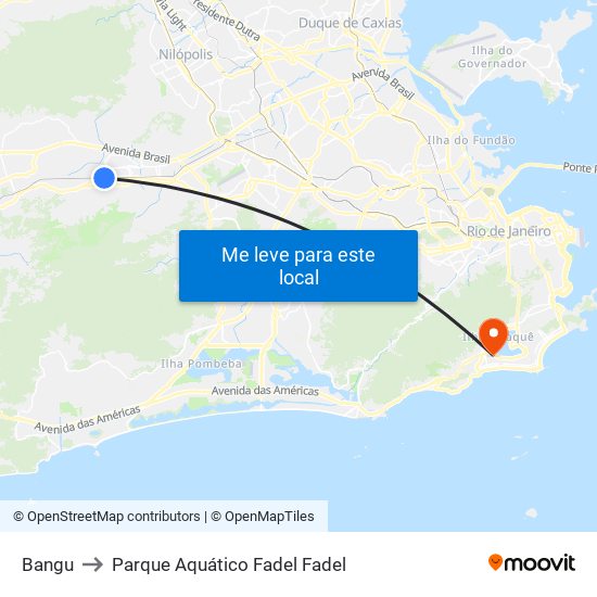 Bangu to Parque Aquático Fadel Fadel map