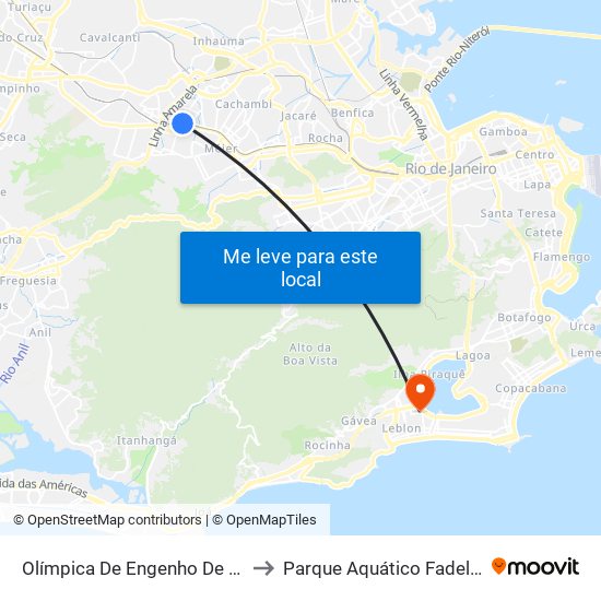 Olímpica De Engenho De Dentro to Parque Aquático Fadel Fadel map