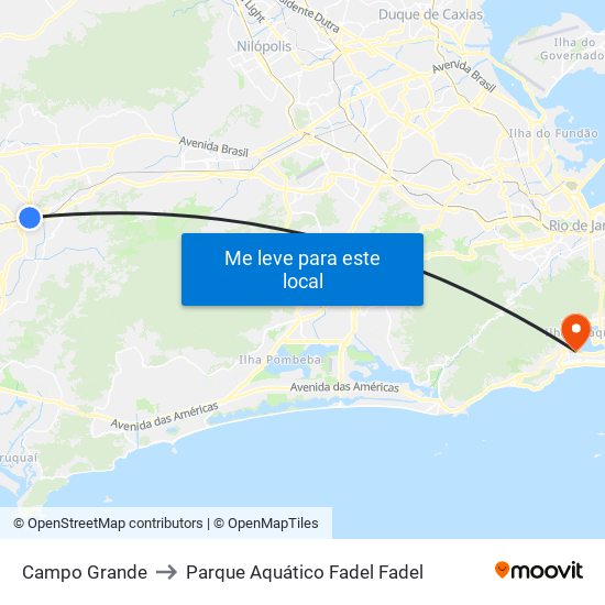 Campo Grande to Parque Aquático Fadel Fadel map