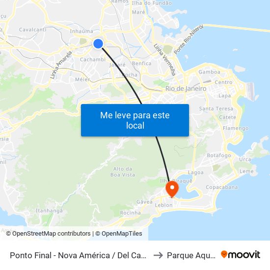 Ponto Final - Nova América / Del Castilho (Linhas 616/913 - Integração Fundão) to Parque Aquático Fadel Fadel map