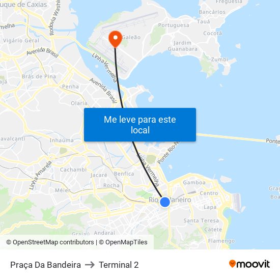 Praça Da Bandeira to Terminal 2 map