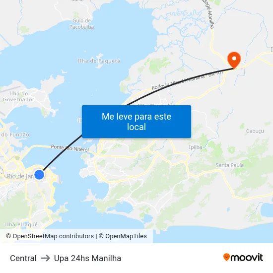 Central to Upa 24hs Manilha map