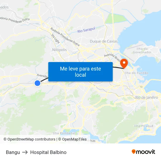 Bangu to Hospital Balbino map