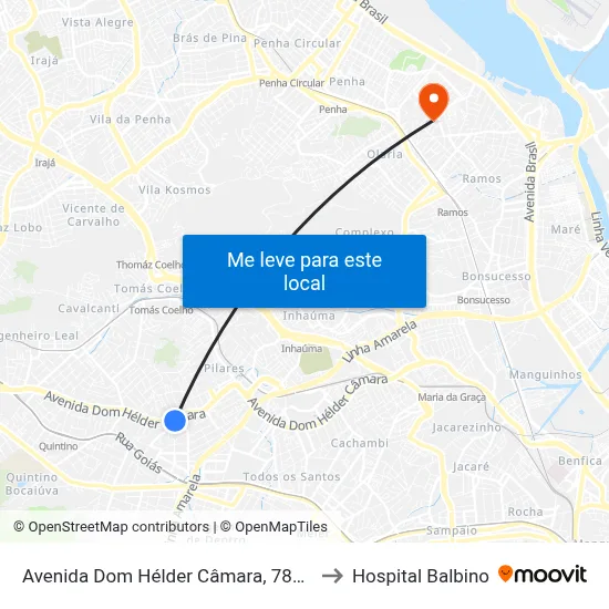 Avenida Dom Hélder Câmara, 7843 to Hospital Balbino map