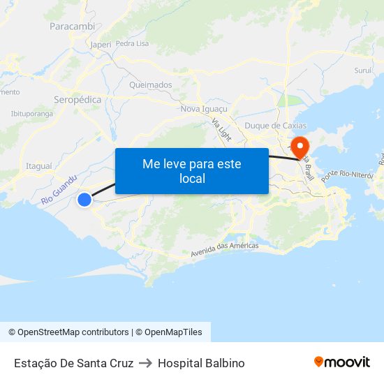 Estação De Santa Cruz to Hospital Balbino map