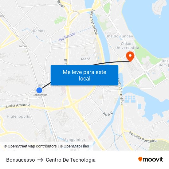 Bonsucesso to Centro De Tecnologia map