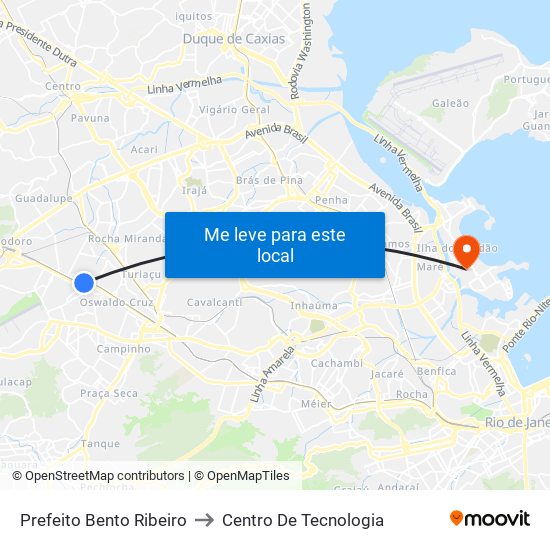 Prefeito Bento Ribeiro to Centro De Tecnologia map
