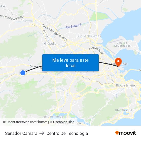 Senador Camará to Centro De Tecnologia map