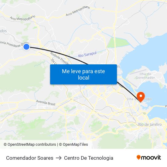Comendador Soares to Centro De Tecnologia map