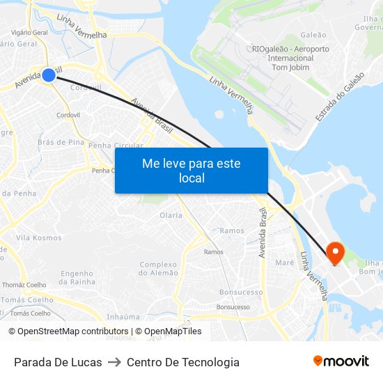 Parada De Lucas to Centro De Tecnologia map