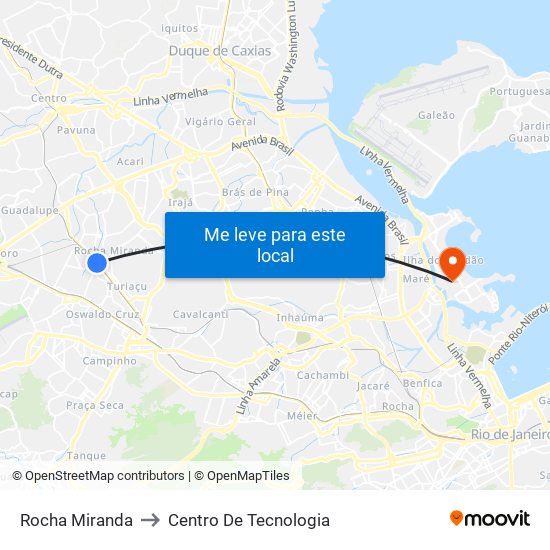 Rocha Miranda to Centro De Tecnologia map