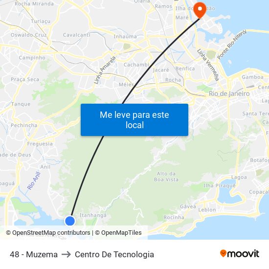 48 - Muzema to Centro De Tecnologia map