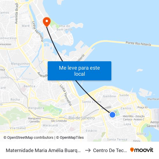 Maternidade Maria Amélia Buarque De Hollanda to Centro De Tecnologia map