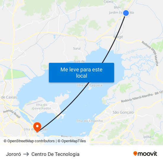 Jororó to Centro De Tecnologia map