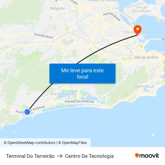 Terminal Do Terreirão to Centro De Tecnologia map