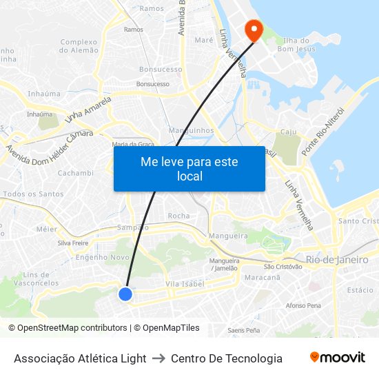 Associação Atlética Light to Centro De Tecnologia map