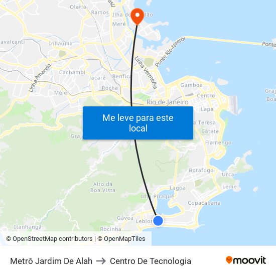 Metrô Jardim De Alah to Centro De Tecnologia map