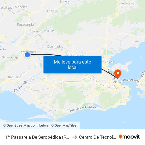 1ª Passarela De Seropédica (Rua 11) to Centro De Tecnologia map