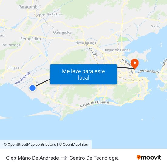 Ciep Mário De Andrade to Centro De Tecnologia map