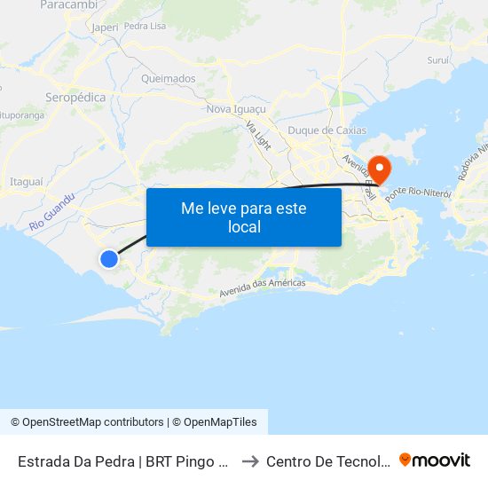 Estrada Da Pedra | BRT Pingo D'Água to Centro De Tecnologia map