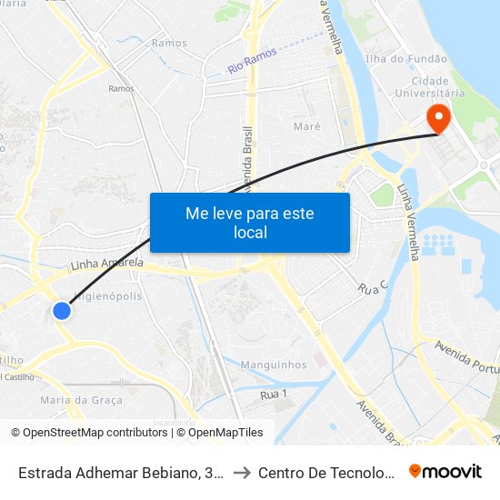 Estrada Adhemar Bebiano, 346 to Centro De Tecnologia map