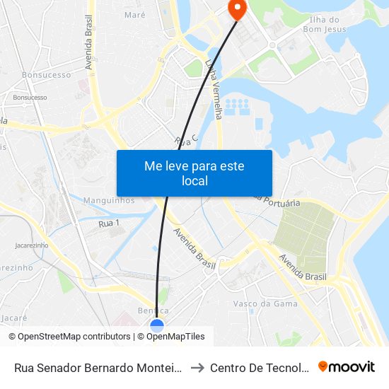 Rua Senador Bernardo Monteiro, 54 to Centro De Tecnologia map