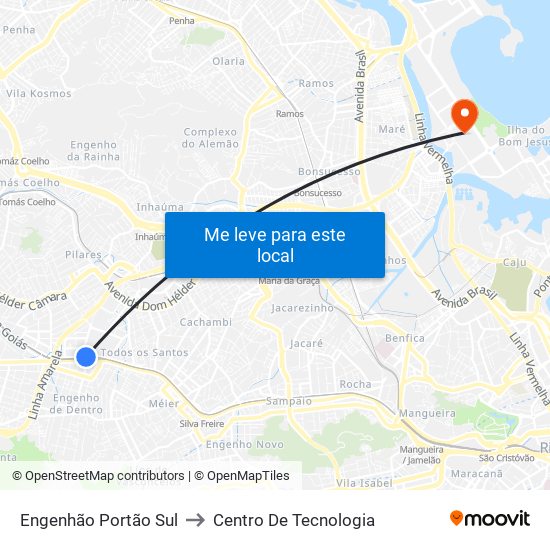 Engenhão Portão Sul to Centro De Tecnologia map
