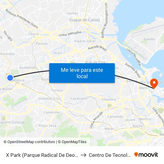 X Park (Parque Radical De Deodoro) to Centro De Tecnologia map
