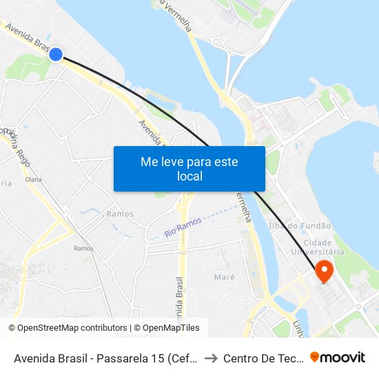 Avenida Brasil - Passarela 15 (Cefan / Mega Box) to Centro De Tecnologia map