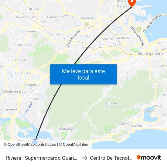 Riviera | Supermercardo Guanabara to Centro De Tecnologia map